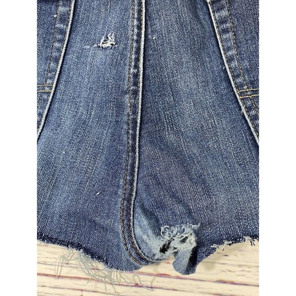 American Eagle Airflex Jean Shorts Sz 33 Stretch Denim Booty Raw Hem Cut Offs - Picture 6 of 8